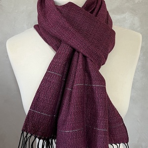 Kézzel szőtt merinó gyapjú sál - Pink - ruha & divat - sál, sapka, kendő - sál - Meska.hu