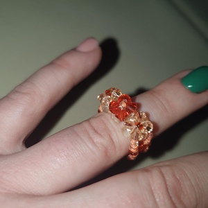 Swarowski kristály gyűrű, Ékszer, Gyűrű, Gyöngyös gyűrű, Gyöngyfűzés, gyöngyhímzés, MESKA