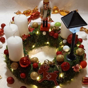Adventi koszorú világító lámpással - Meska.hu