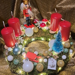 Adventi koszorú világítással - karácsony - adventi díszek - adventi koszorú - Meska.hu
