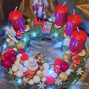 Adventi koszorú világítással - karácsony - adventi díszek - adventi koszorú - Meska.hu