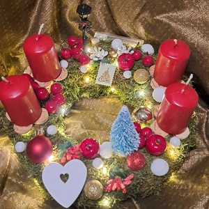 Adventi koszorú világítással, Karácsony, Adventi díszek, Adventi koszorú, , MESKA