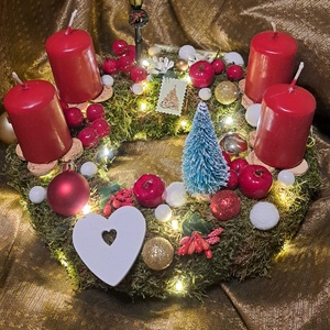 Adventi koszorú világítással - karácsony - adventi díszek - adventi koszorú - Meska.hu