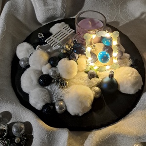 Karácsonyi asztali dísz világítással - karácsony - adventi díszek - adventi asztaldísz - Meska.hu