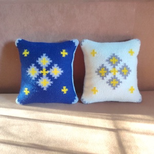 'ÉJFÉLI NAPSÜTÉS' kézzel szőtt díszpárna garnitúra kézzel festett gyapjú fonalból, Otthon & Életmód, Lakástextil, Párna & Párnahuzat, Szövés, Varrás, MESKA