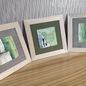 'A SZERETET TELJES' kicsi képek szőttessel, akvarellel - művészet - textilkép - egyéb - Meska.hu