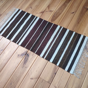 'DIÓ ÉS LEN' kézzel szőtt gyapjú-len szőnyeg / futó / terítő / dísz - Meska.hu