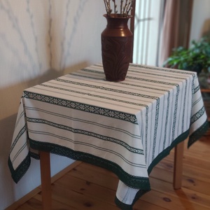 Népi mintás ünnepi terítő pamutcsipke szegéllyel - ZÖLD - otthon & életmód - lakástextil - abrosz, terítő - asztalfutó - Meska.hu