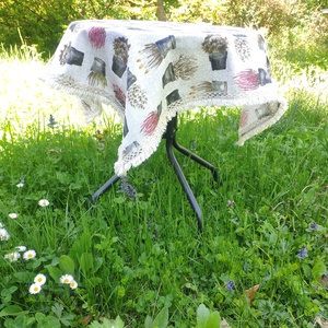 'VIRÁGZÓ TERASZ' rojtos terítő cserepes virágokkal - otthon & életmód - lakástextil - abrosz, terítő - asztalközép terítő - Meska.hu