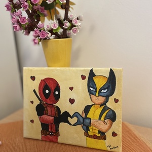 Rozsomák és Deadpool - Minihősök akrilfestmény - művészet - festmény - akril - Meska.hu