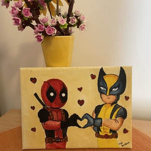 Rozsomák és Deadpool - Minihősök akrilfestmény - művészet - festmény - akril - Meska.hu