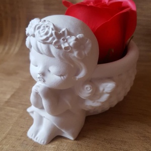 Angyal kaspó piros szappanrózsával LIMITÁLT, Otthon & Életmód, Dekoráció, Dísztárgy, , MESKA