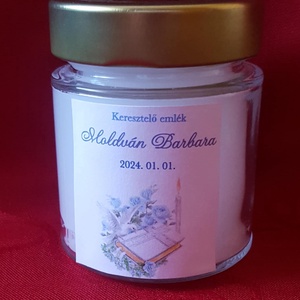 Névre szóló üveges gyertya keresztelőre, elsőáldozásra, Otthon & Életmód, Gyertya, illat, aroma, Gyertya, , MESKA