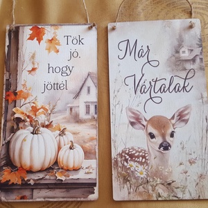 Tökös vagy őzikés őszi akasztható fa ajtó- vagy falidísz - Meska.hu