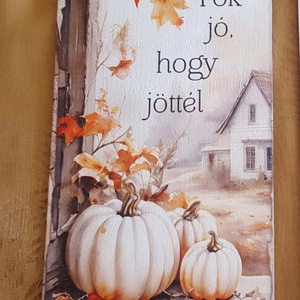 Tökös  őszi akasztható fa ajtó- vagy falidísz, Otthon & Életmód, Dekoráció, Ajtó- és ablak dekoráció, Ajtódísz & Kopogtató, , MESKA
