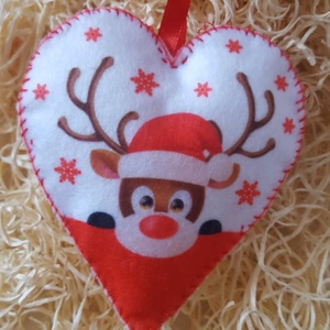 Szív alakú Rudolf dísz barkácsfilcből, Otthon & Életmód, Dekoráció, Dísztárgy, , MESKA