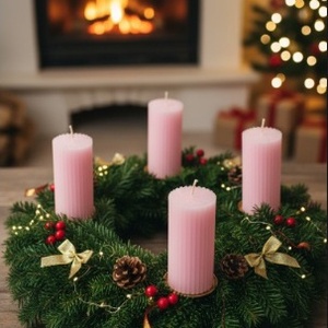 4db-os gyertya szett adventi koszorúra - kellékek & szerszámok - dekorációs kellékek - dekorációs gyertya - Meska.hu