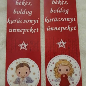 10db papír könyvjelző angyalka mintás - karácsony - karácsonyi ajándékozás - karácsonyi képeslap, üdvözlőlap, ajándékkísérő - Meska.hu
