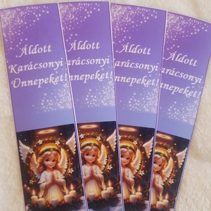 10db papír könyvjelző angyalka mintás, Karácsony, Karácsonyi ajándékozás, Karácsonyi képeslap, üdvözlőlap, ajándékkísérő, , MESKA