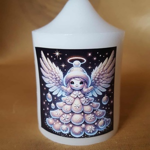 Angyalkás képes gyertya, Otthon & Életmód, Gyertya, illat, aroma, Gyertya, , MESKA