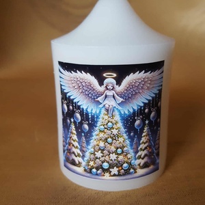 Angyalkás képes gyertya - otthon & életmód - gyertya, illat, aroma - gyertya - Meska.hu