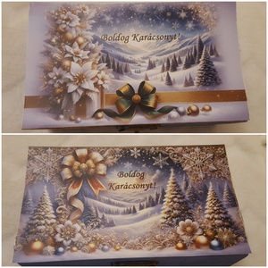 Karácsonyi pénzátadó, emlékőrző fa doboz - otthon & életmód - papír, írószer - ajándékozás kellékei - pénzátadó doboz - Meska.hu