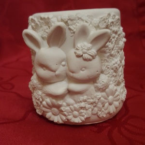 Nyuszi kaspó, tároló tavaszi virágokkal - Meska.hu