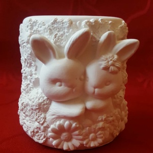 Nyuszi kaspó, tároló gipsz natúr alap, vagy festett kaspó - otthon & életmód - dekoráció - Meska.hu