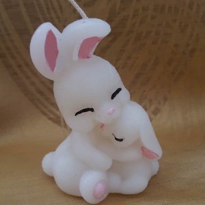 Nyuszi gyermekével gyertya - Meska.hu