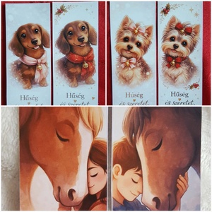 5db cuki állatos - tacskó, yorkshire, lovas - mágneses könyvjelző - Meska.hu