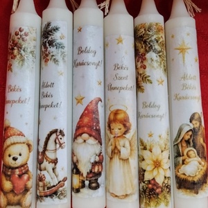 Karácsonyi mintás szálgyertya - Meska.hu