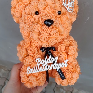 Boldog szüli/névnapot rózsa maci 25cm -  - Meska.hu