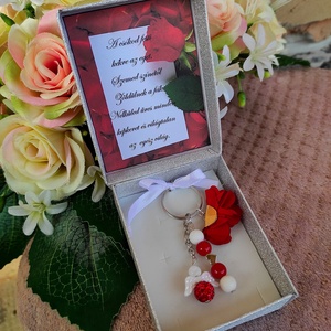 Piros szerelem ásvány angyalos kulcstartó dobozban, Táska & Tok, Kulcstartó & Táskadísz, Kulcstartó, Ékszerkészítés, MESKA