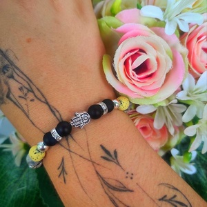 Fatima keze ónix karkötő  - ékszer - karkötő - ásványkarkötő - Meska.hu