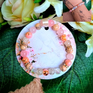 Rose gold ásvány karkötő , Ékszer, Karkötő, Bogyós karkötő, Ékszerkészítés, MESKA