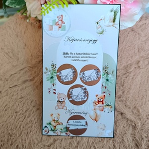 Keresztelő ajándék keresztanya felkérő kaparós sorsjegy maci (zöldes), Játék & Sport, Keresztelőajándékok, Mindenmás, MESKA