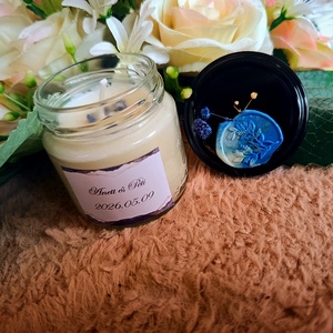 Eküvői köszönő ajándék vendégeknek feliratos ásvány gyertya kék, Esküvő, Emlék & Ajándék, Köszönőajándék, Gyertya-, mécseskészítés, MESKA