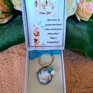 Keresztapa felkérő kulcstartó macis, Baba - mama, Keresztelő kellékek, Keresztszülő felkérő, Ékszerkészítés, MESKA