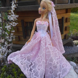 Mennyasszonyi ruha (1.) Barbie típusú babákra. Új.  - játék & sport - baba & babaház - babaruha, babakellék - Meska.hu