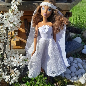 Mennyasszonyi ruha (2.) Barbie típusú babákra. Új. , Játék & Sport, Baba & babaház, Babaruha, babakellék, Varrás, MESKA