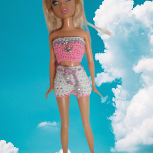 Horgolt kötős nadrágos szett Barbie babára (107). Új. - Meska.hu
