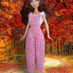 Horgolt rózsaszín kertésznadrág toppal Barbie babára (100). Új., Játék & Sport, Baba & babaház, Barbie ruhák, Horgolás, MESKA