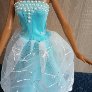 Barbie fehér világoskék csipkés báli ruha.  - játék & sport - baba & babaház - barbie ruhák - Meska.hu
