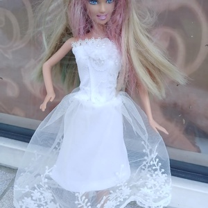 Csodaszép fehér báli vagy mennyasszonyi ruha Barbie babára. Egyedi. - játék & sport - baba & babaház - barbie ruhák - Meska.hu