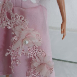 Csodaszép rózsaszín virágos báli ruha Barbie babára - játék & sport - baba & babaház - barbie ruhák - Meska.hu