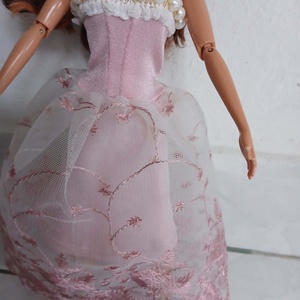 Csodaszép rózsaszín virágos báli ruha Barbie babára - játék & sport - baba & babaház - barbie ruhák - Meska.hu
