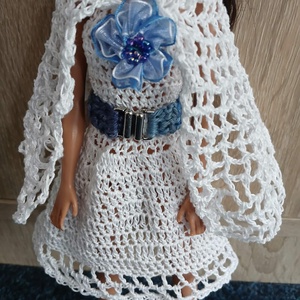 Horgolt fehér ruha Barbie babára  Új. Kézzel készült. 2200/db. - Meska.hu