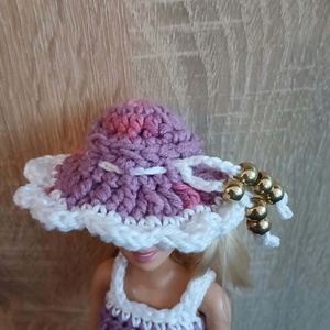 Többszínű lilás  horgolt Barbie ruha kalappal.  - játék & sport - baba & babaház - barbie ruhák - Meska.hu