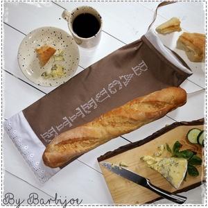 Baguette, frissen tartó, kétrétegű kenyereszsák, keresztszemes hímzéssel és csipkével - táska & tok - bevásárlás & shopper táska - kenyeres zsák - Meska.hu