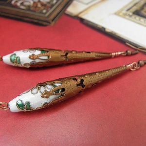Arabeszk - cloisonne fülbevaló - ékszer - fülbevaló - lógó csepp fülbevaló - Meska.hu